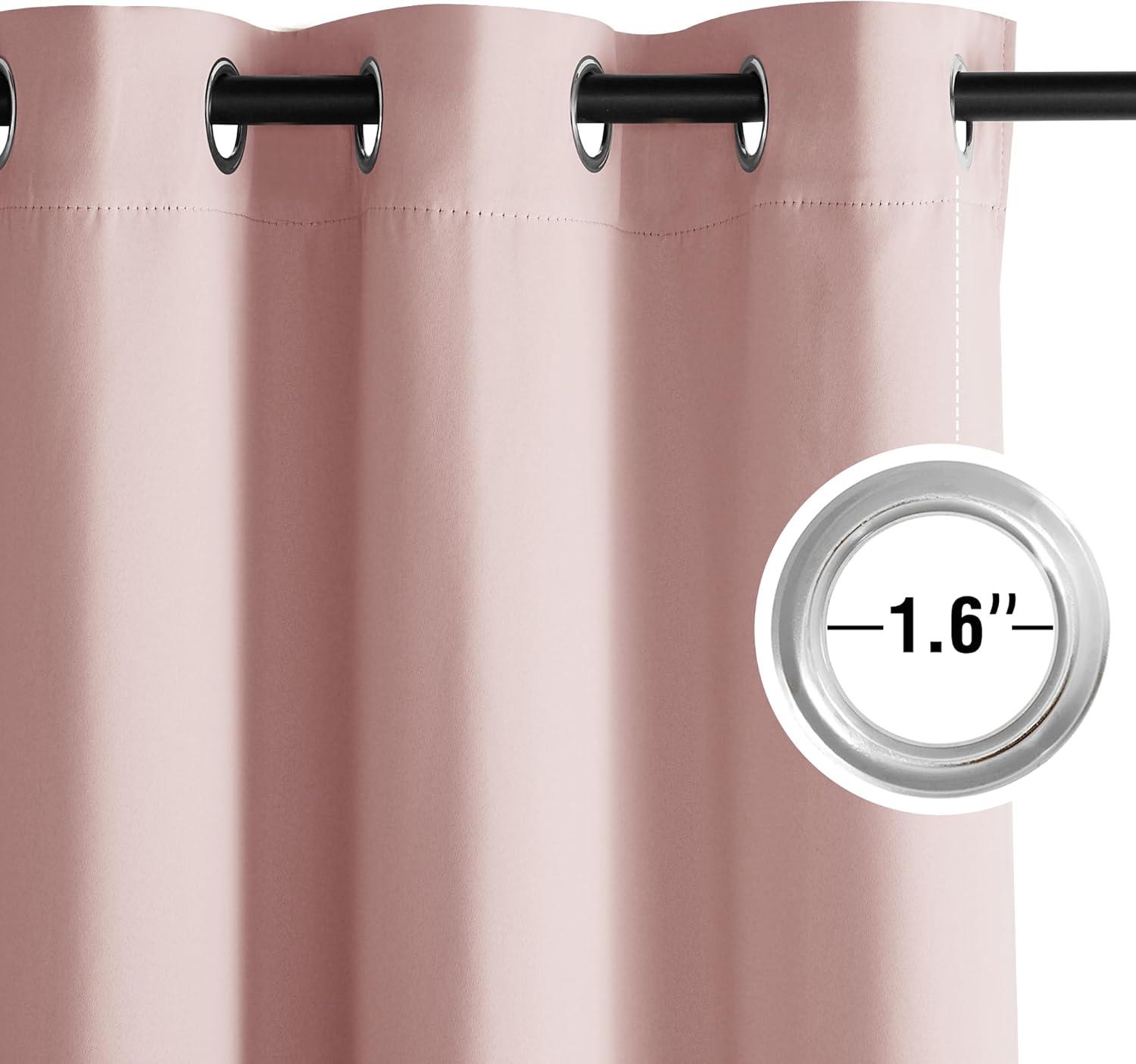 imageNICETOWN Navy Blue Blackout Panels 63 Inches Long  Grommet Thermal Insulated Shades for Living Room Yard Kids Room Laundry Pantry  1 Pair W52 x L63Blush Pink