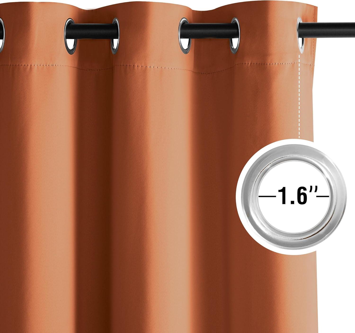 imageNICETOWN Navy Blue Blackout Panels 63 Inches Long  Grommet Thermal Insulated Shades for Living Room Yard Kids Room Laundry Pantry  1 Pair W52 x L63Burnt Orange