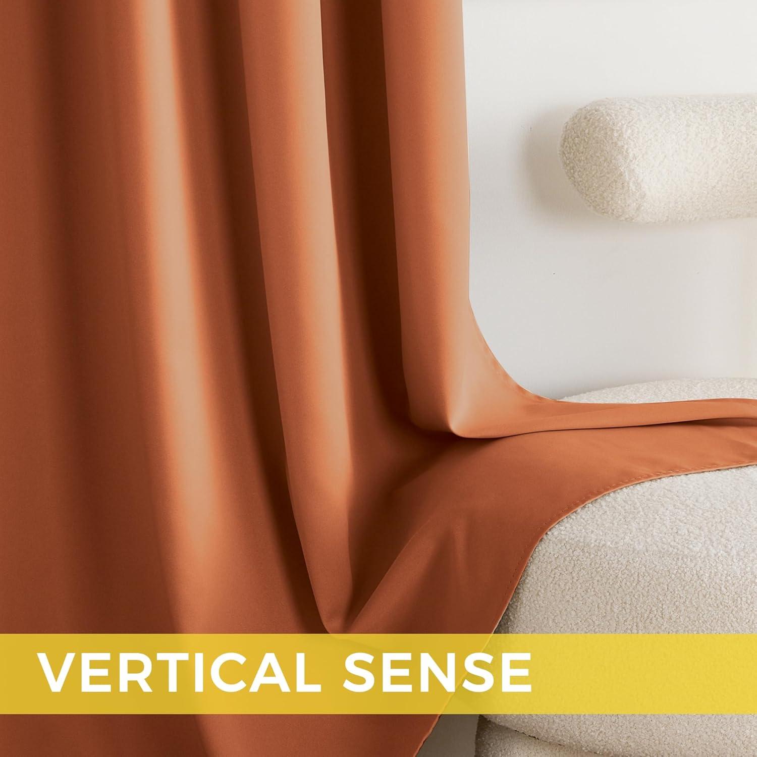 imageNICETOWN Navy Blue Blackout Panels 63 Inches Long  Grommet Thermal Insulated Shades for Living Room Yard Kids Room Laundry Pantry  1 Pair W52 x L63Burnt Orange