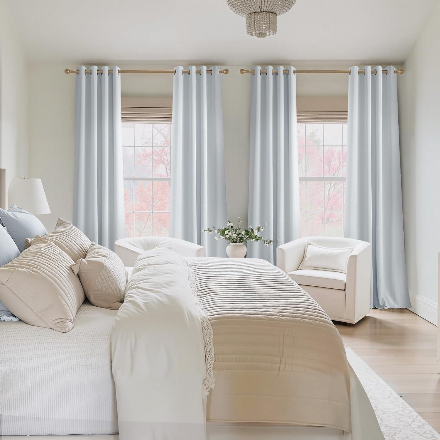 imageNICETOWN Navy Blue Blackout Panels 63 Inches Long  Grommet Thermal Insulated Shades for Living Room Yard Kids Room Laundry Pantry  1 Pair W52 x L63Greyish White