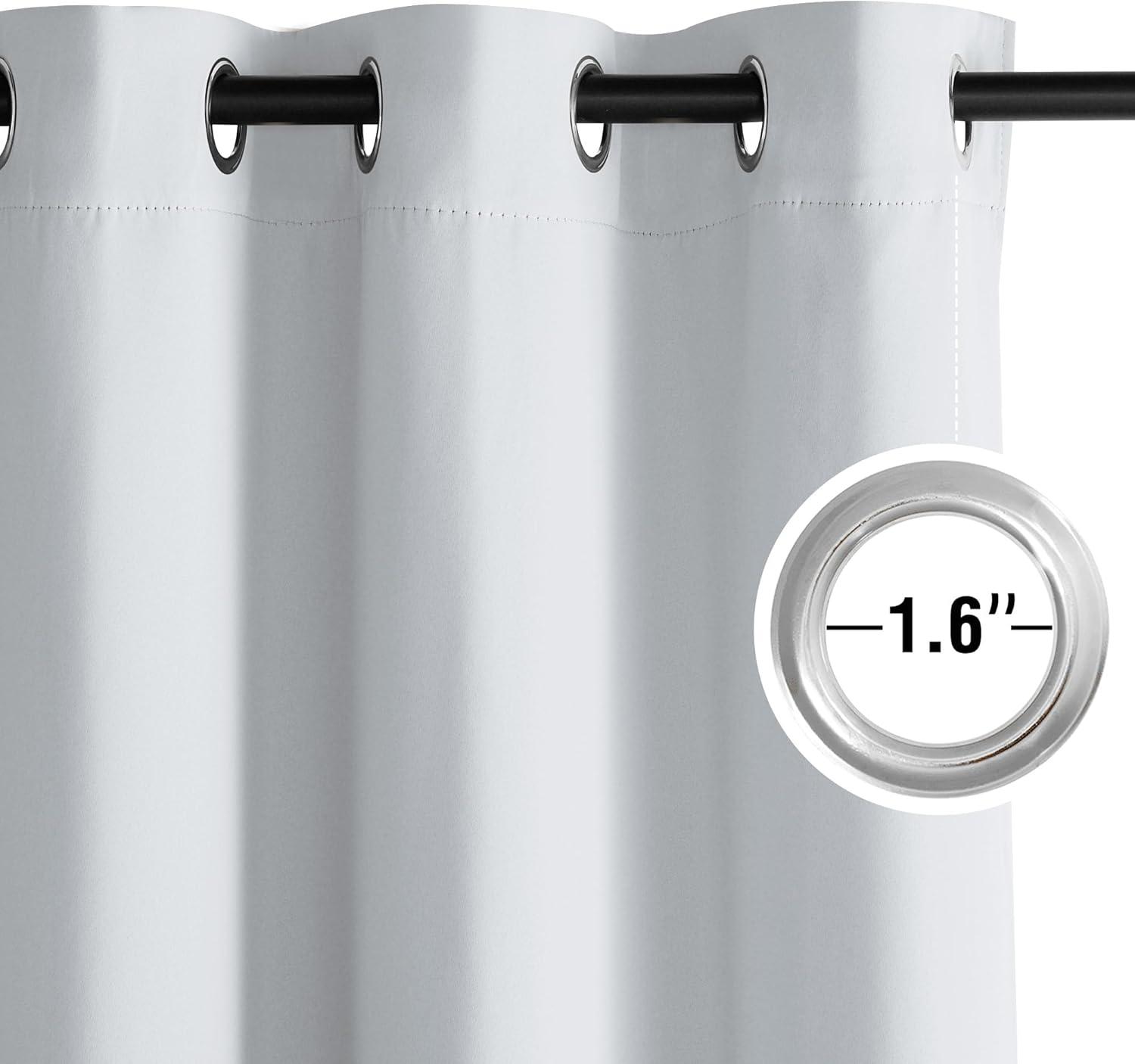 imageNICETOWN Navy Blue Blackout Panels 63 Inches Long  Grommet Thermal Insulated Shades for Living Room Yard Kids Room Laundry Pantry  1 Pair W52 x L63Greyish White