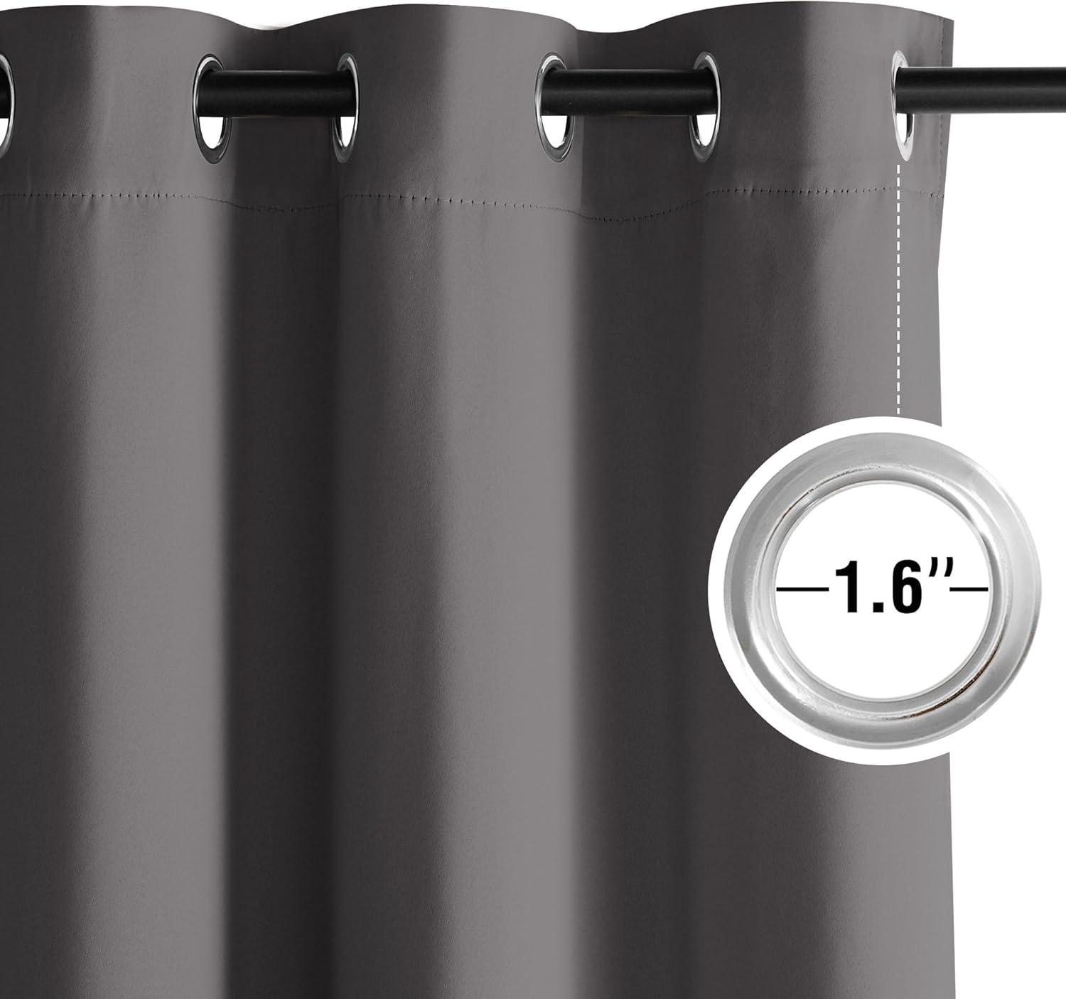 imageNICETOWN Navy Blue Blackout Panels 63 Inches Long  Grommet Thermal Insulated Shades for Living Room Yard Kids Room Laundry Pantry  1 Pair W52 x L63Grey