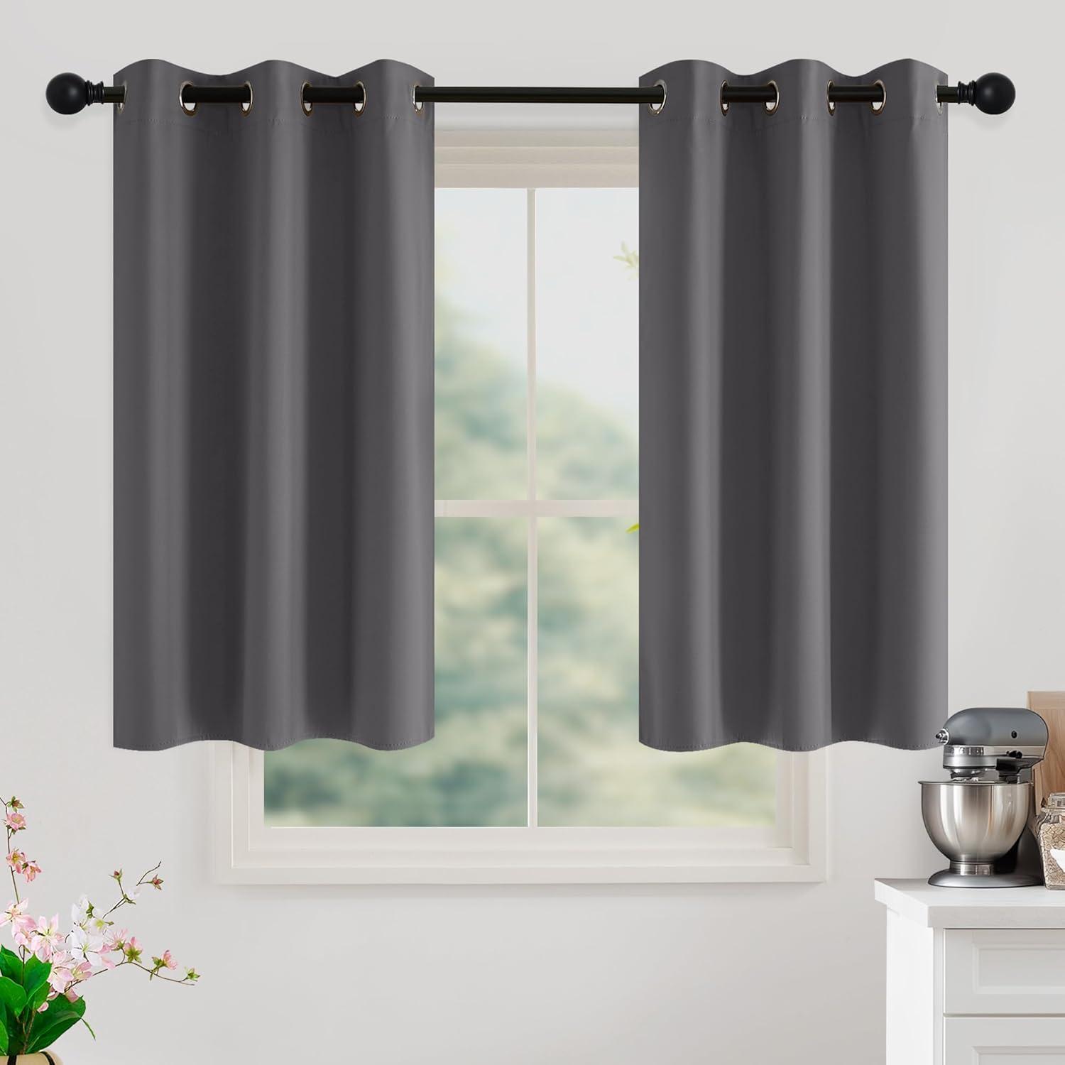 imageNICETOWN Navy Blue Blackout Panels 63 Inches Long  Grommet Thermal Insulated Shades for Living Room Yard Kids Room Laundry Pantry  1 Pair W52 x L63Grey