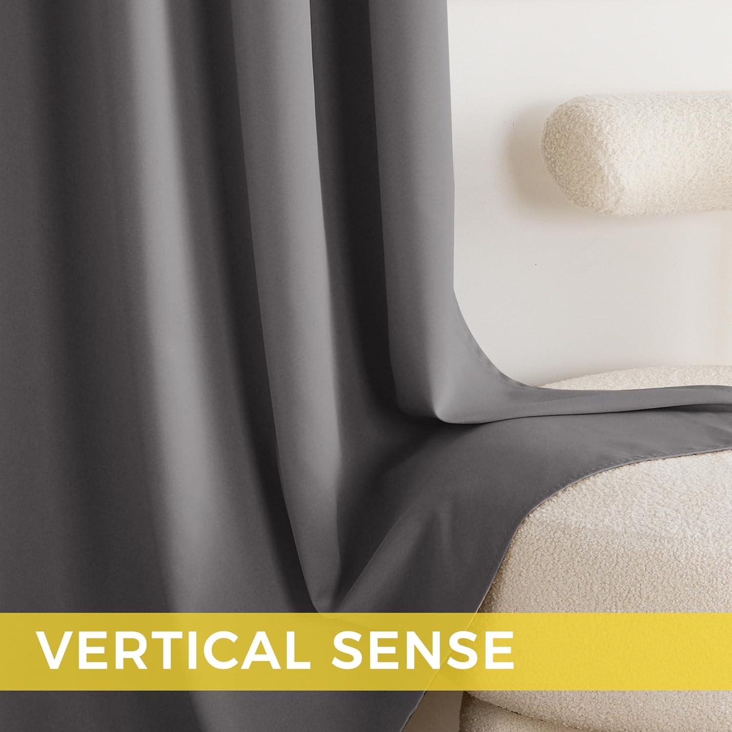 imageNICETOWN Navy Blue Blackout Panels 63 Inches Long  Grommet Thermal Insulated Shades for Living Room Yard Kids Room Laundry Pantry  1 Pair W52 x L63Grey