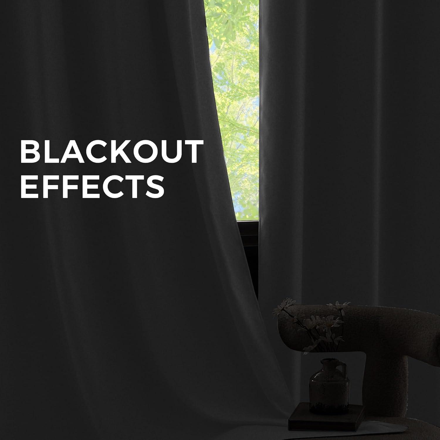 imageNICETOWN Navy Blue Blackout Panels 63 Inches Long  Grommet Thermal Insulated Shades for Living Room Yard Kids Room Laundry Pantry  1 Pair W52 x L63Greyish White