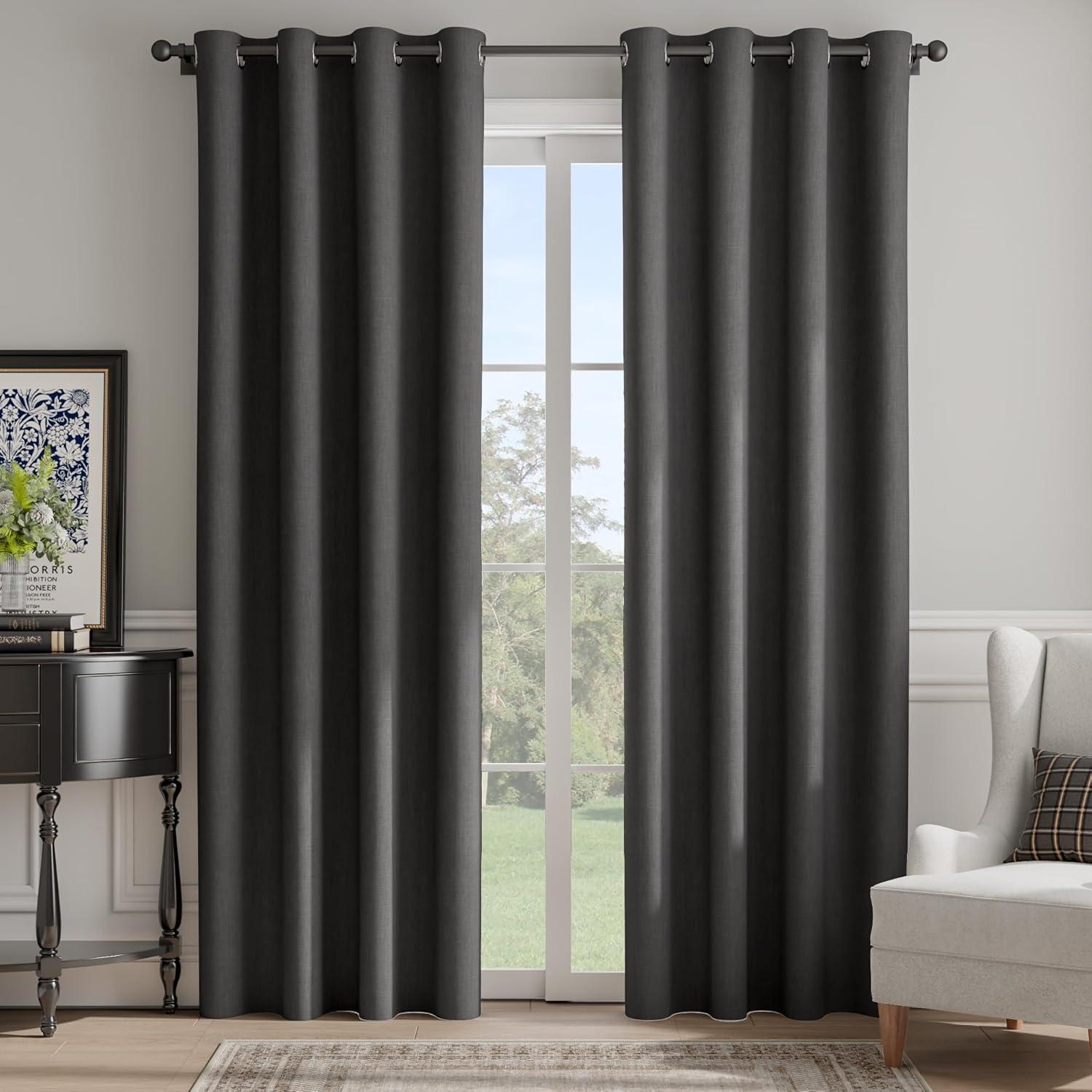 imageNICETOWN Navy Blue Blackout Panels 63 Inches Long  Grommet Thermal Insulated Shades for Living Room Yard Kids Room Laundry Pantry  1 Pair W52 x L63Grey