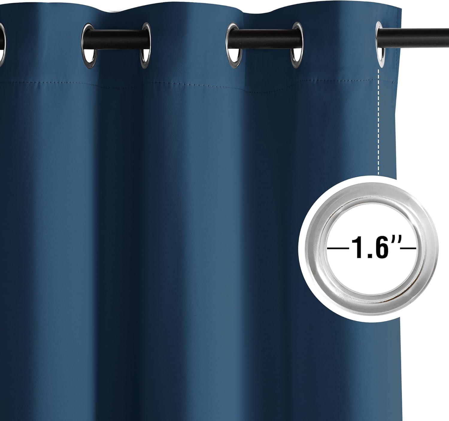 imageNICETOWN Navy Blue Blackout Panels 63 Inches Long  Grommet Thermal Insulated Shades for Living Room Yard Kids Room Laundry Pantry  1 Pair W52 x L63Morrocan Blue