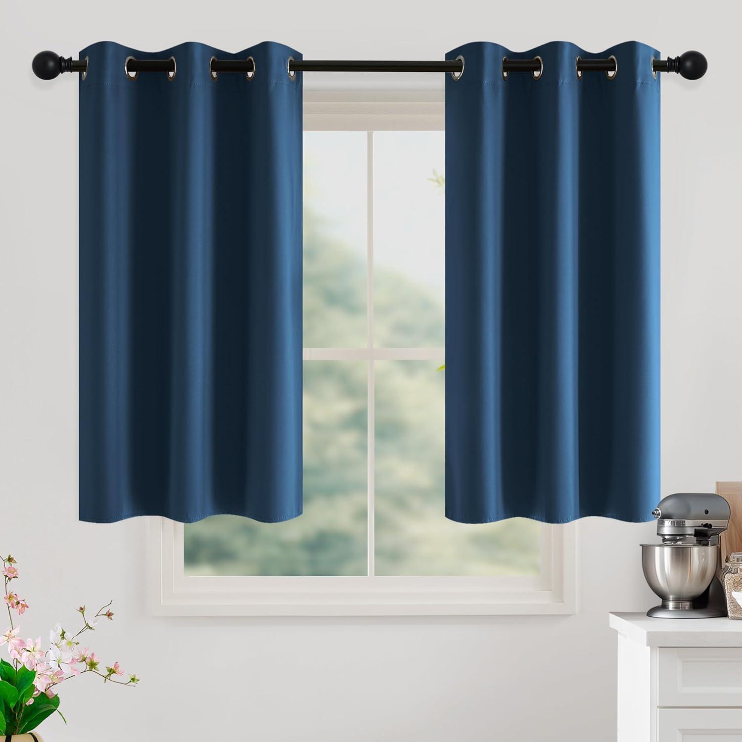 imageNICETOWN Navy Blue Blackout Panels 63 Inches Long  Grommet Thermal Insulated Shades for Living Room Yard Kids Room Laundry Pantry  1 Pair W52 x L63Morrocan Blue