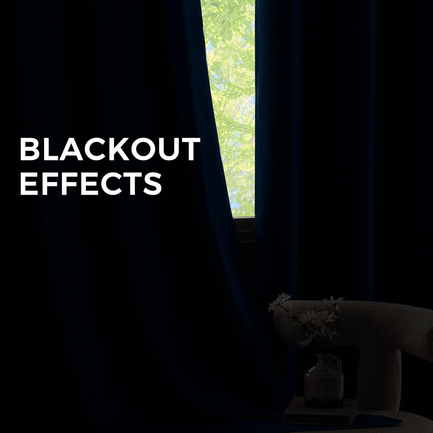 imageNICETOWN Navy Blue Blackout Panels 63 Inches Long  Grommet Thermal Insulated Shades for Living Room Yard Kids Room Laundry Pantry  1 Pair W52 x L63Morrocan Blue