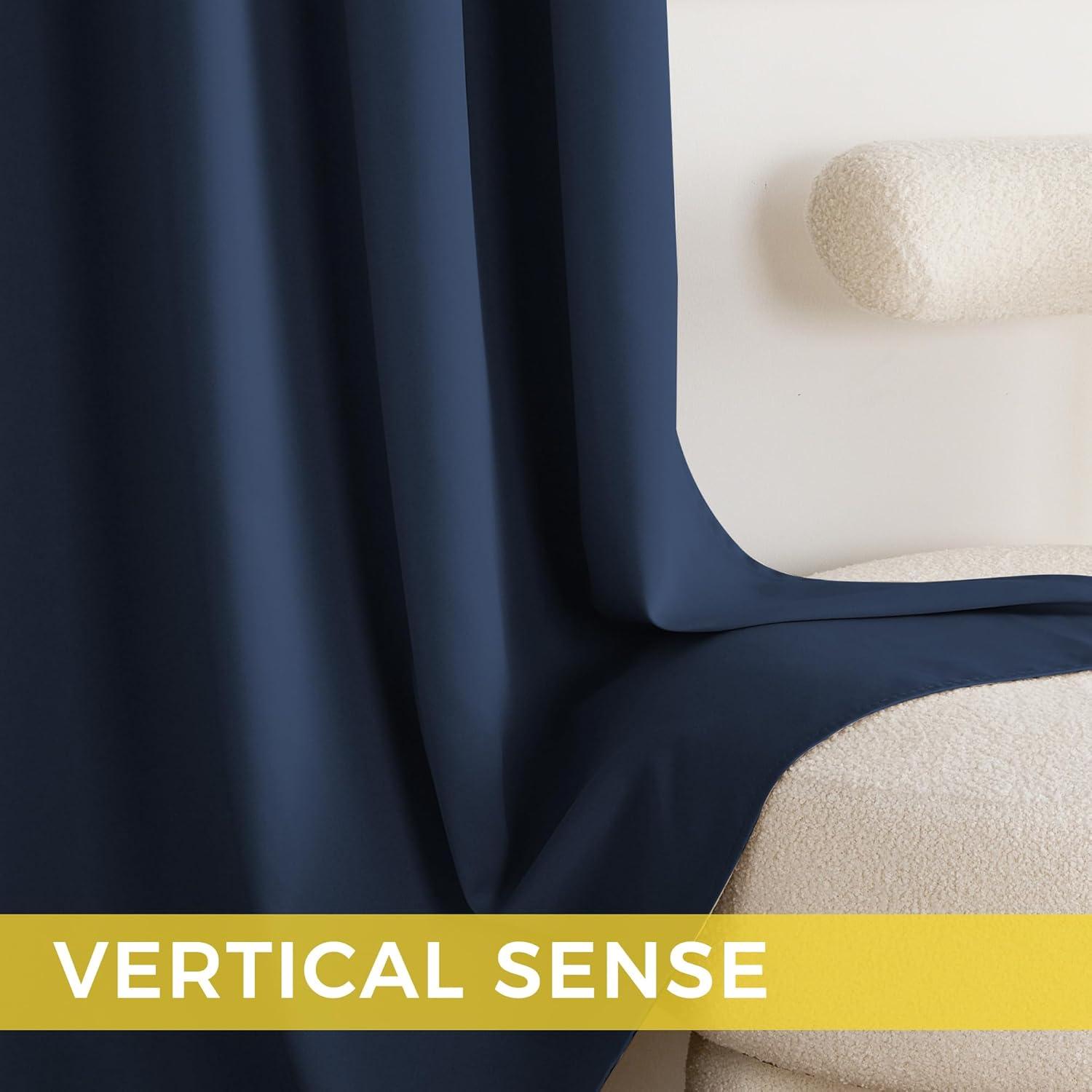 imageNICETOWN Navy Blue Blackout Panels 63 Inches Long  Grommet Thermal Insulated Shades for Living Room Yard Kids Room Laundry Pantry  1 Pair W52 x L63Navy Blue