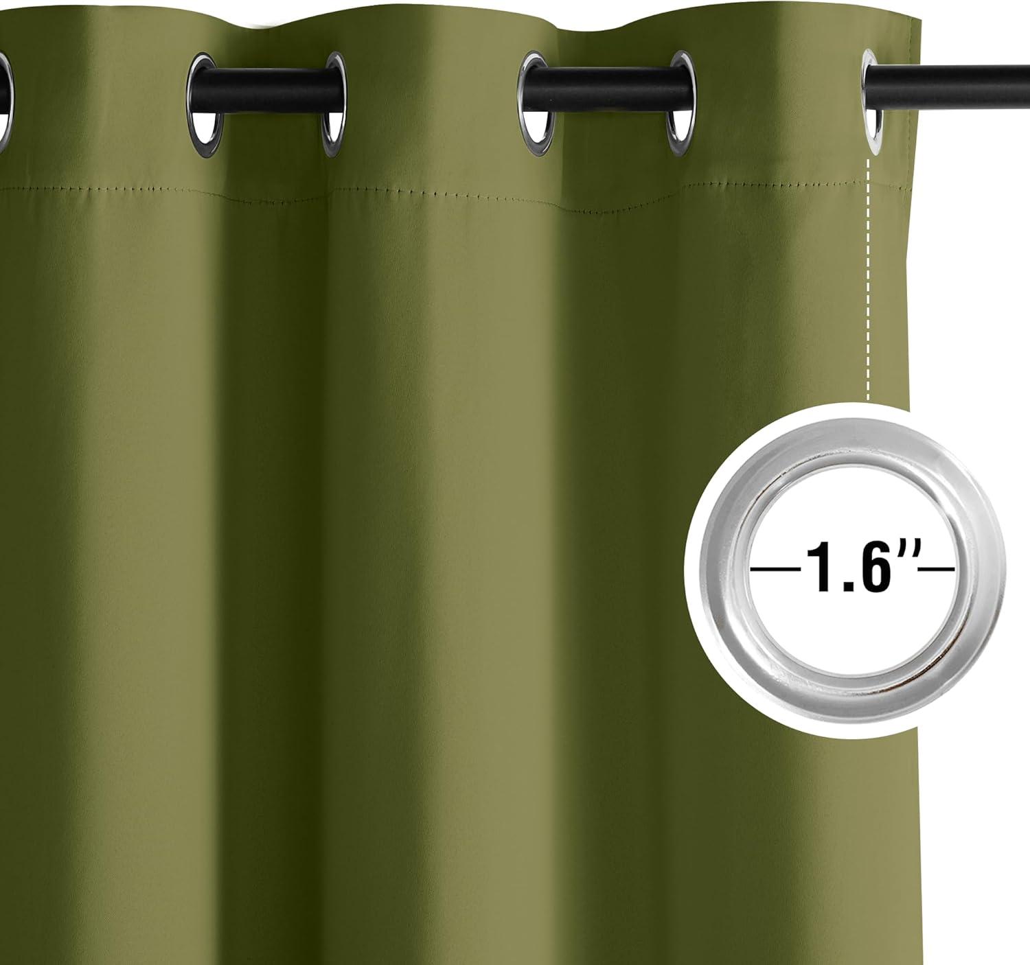 imageNICETOWN Navy Blue Blackout Panels 63 Inches Long  Grommet Thermal Insulated Shades for Living Room Yard Kids Room Laundry Pantry  1 Pair W52 x L63Olive Green