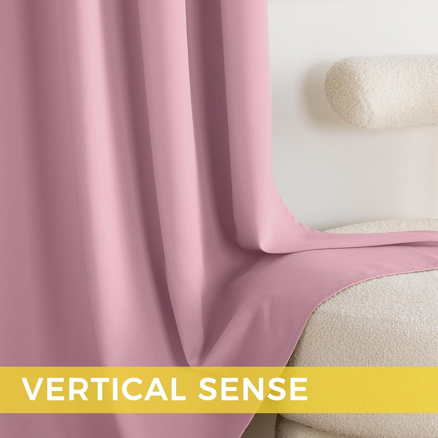 imageNICETOWN Navy Blue Blackout Panels 63 Inches Long  Grommet Thermal Insulated Shades for Living Room Yard Kids Room Laundry Pantry  1 Pair W52 x L63Rouge Pink