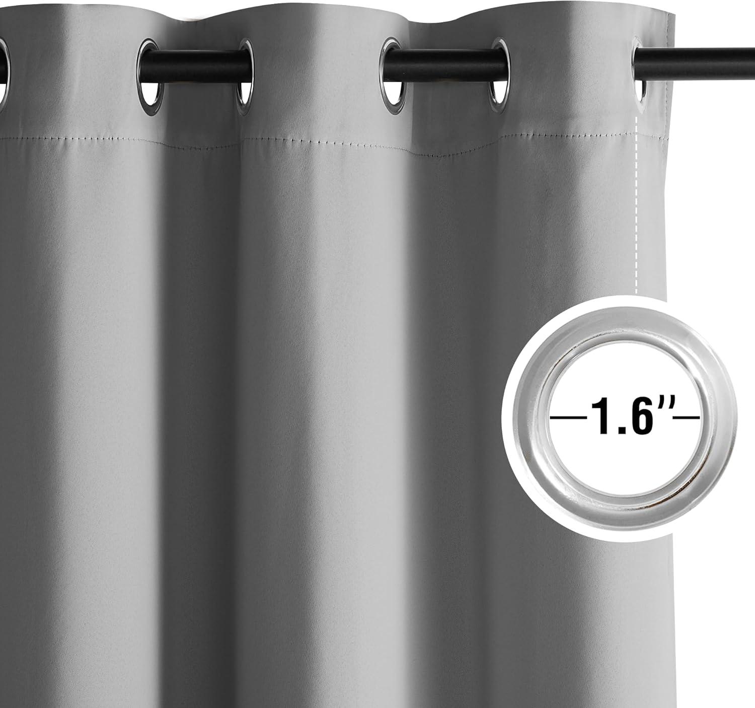 imageNICETOWN Navy Blue Blackout Panels 63 Inches Long  Grommet Thermal Insulated Shades for Living Room Yard Kids Room Laundry Pantry  1 Pair W52 x L63Silver Grey