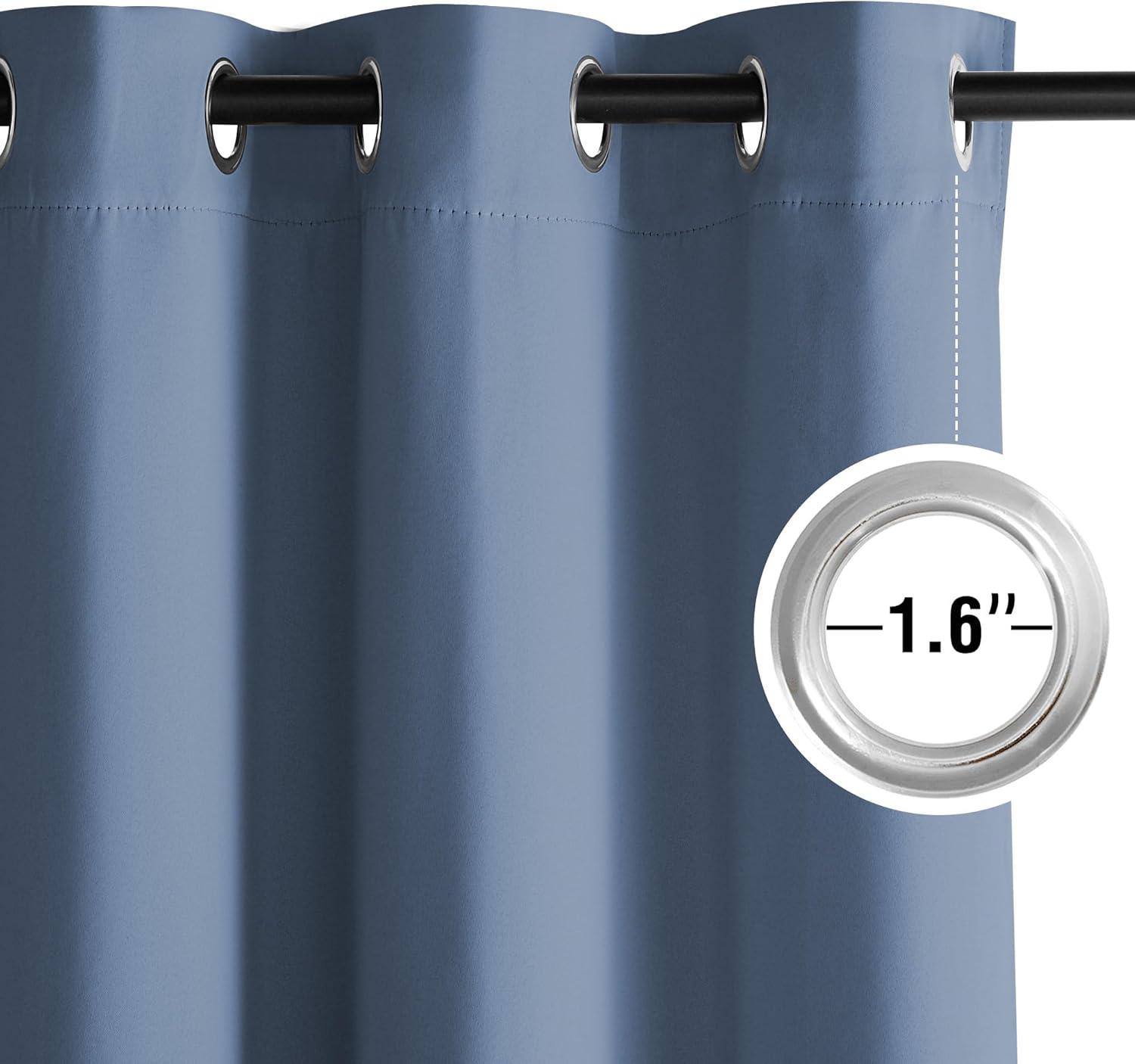 imageNICETOWN Navy Blue Blackout Panels 63 Inches Long  Grommet Thermal Insulated Shades for Living Room Yard Kids Room Laundry Pantry  1 Pair W52 x L63Stone Blue
