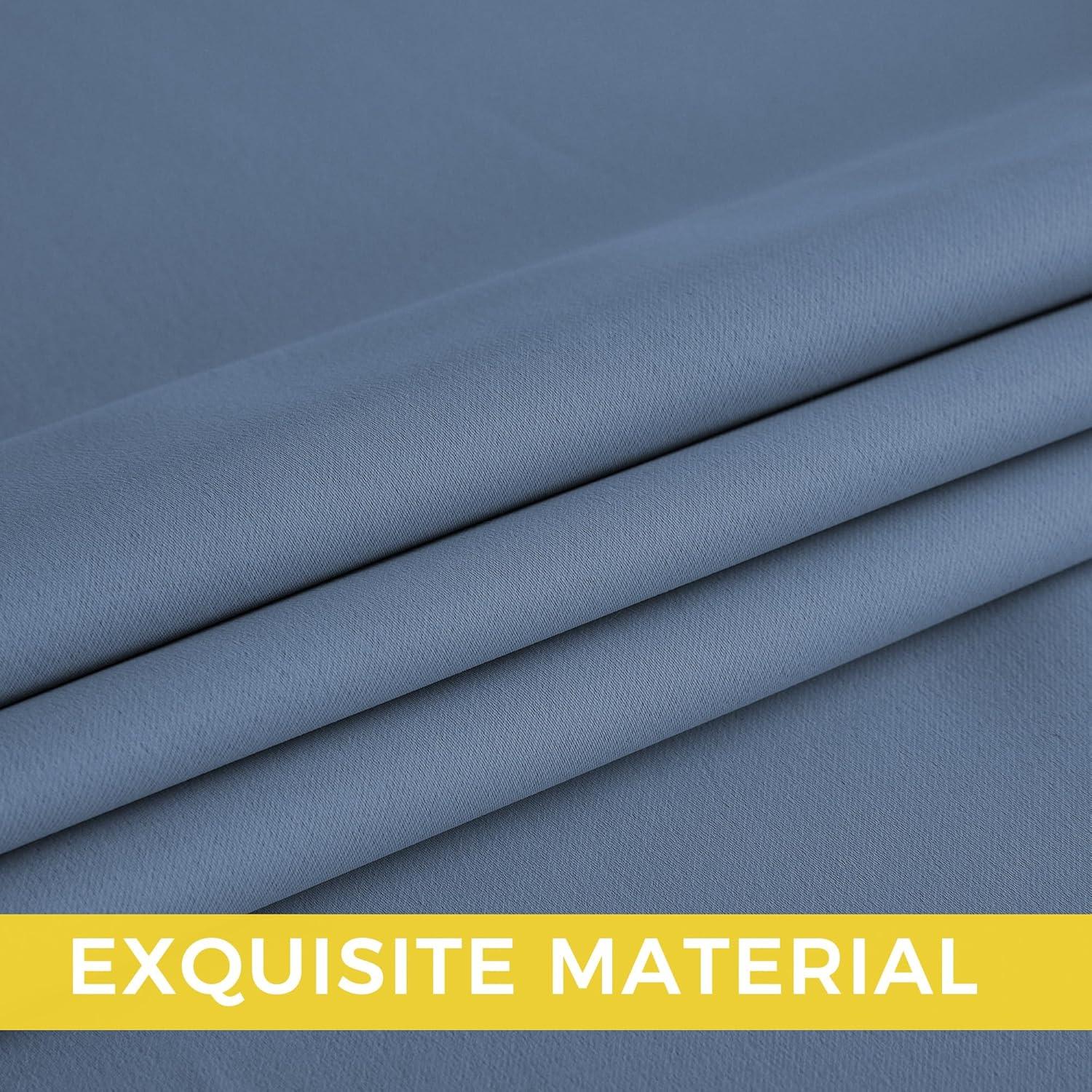 imageNICETOWN Navy Blue Blackout Panels 63 Inches Long  Grommet Thermal Insulated Shades for Living Room Yard Kids Room Laundry Pantry  1 Pair W52 x L63Stone Blue