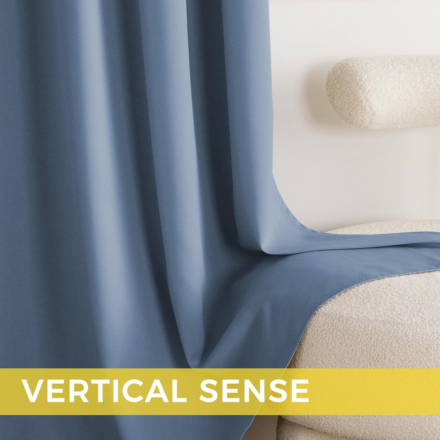 imageNICETOWN Navy Blue Blackout Panels 63 Inches Long  Grommet Thermal Insulated Shades for Living Room Yard Kids Room Laundry Pantry  1 Pair W52 x L63Stone Blue