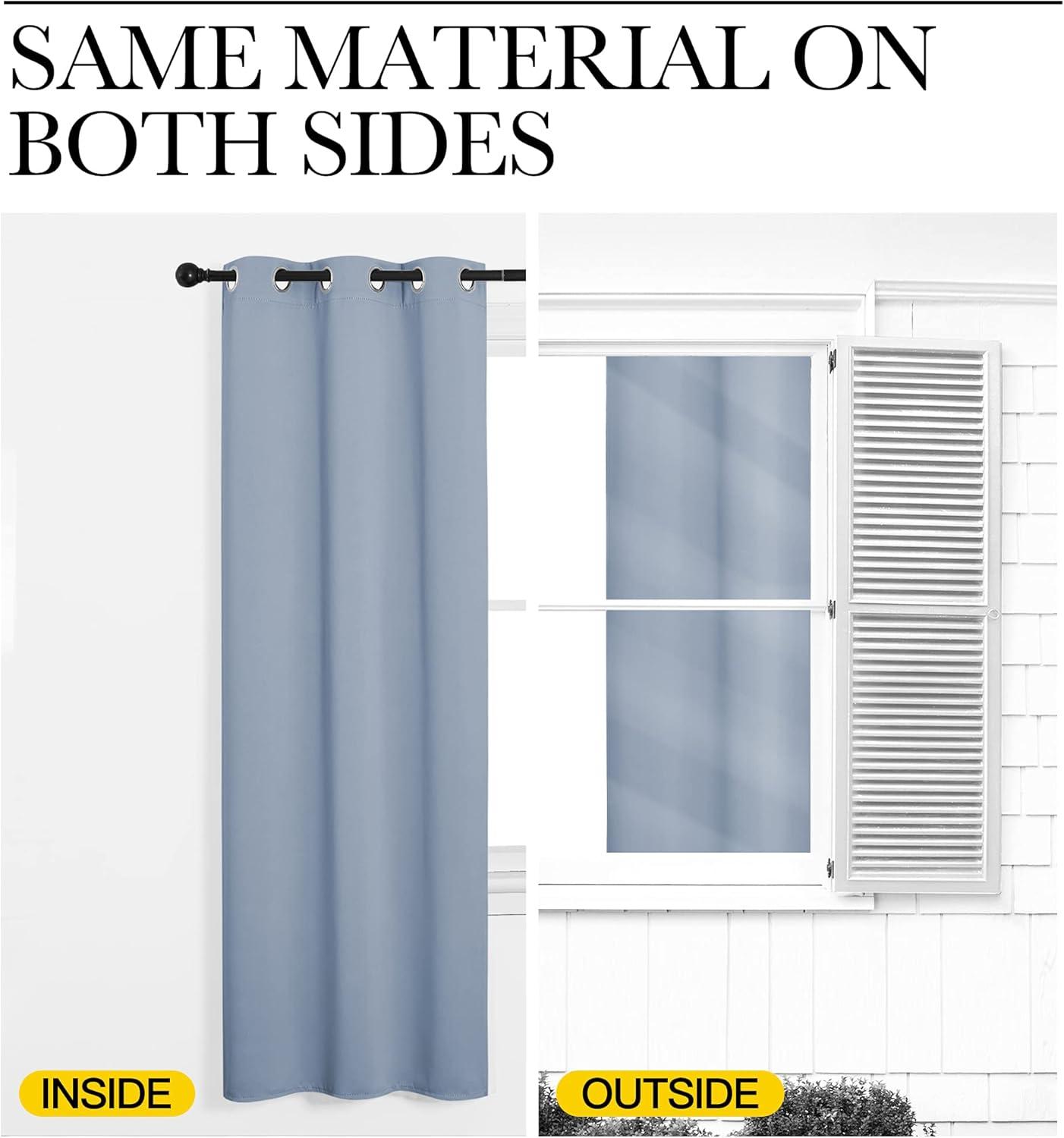 imageNICETOWN Sliding Door Curtains Wide Thermal Blackout Patio Door Curtain Panel Vintage Blue W70 x L95 Sliding Door DrapesDraperies with Grommet Top