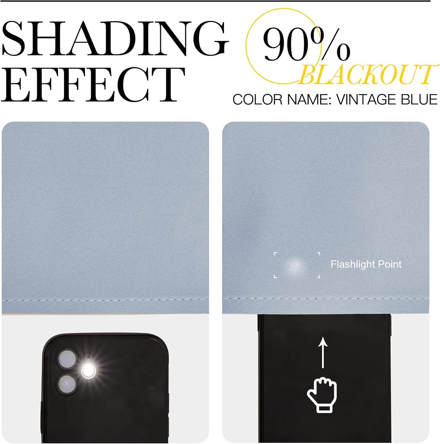 imageNICETOWN Sliding Door Curtains Wide Thermal Blackout Patio Door Curtain Panel Vintage Blue W70 x L95 Sliding Door DrapesDraperies with Grommet Top