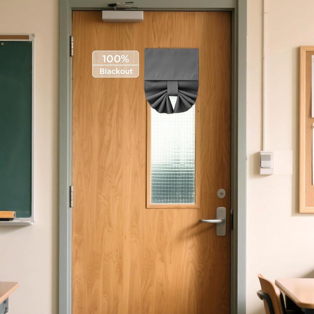 imageNICETOWN 100 Blackout French Door Curtains Privacy Curtains for Window 26 X 50 Inch Long Room Darkening Drapes Thermal Insulated Door Window Shades for Bedroom 1 Panel KhakiGrey