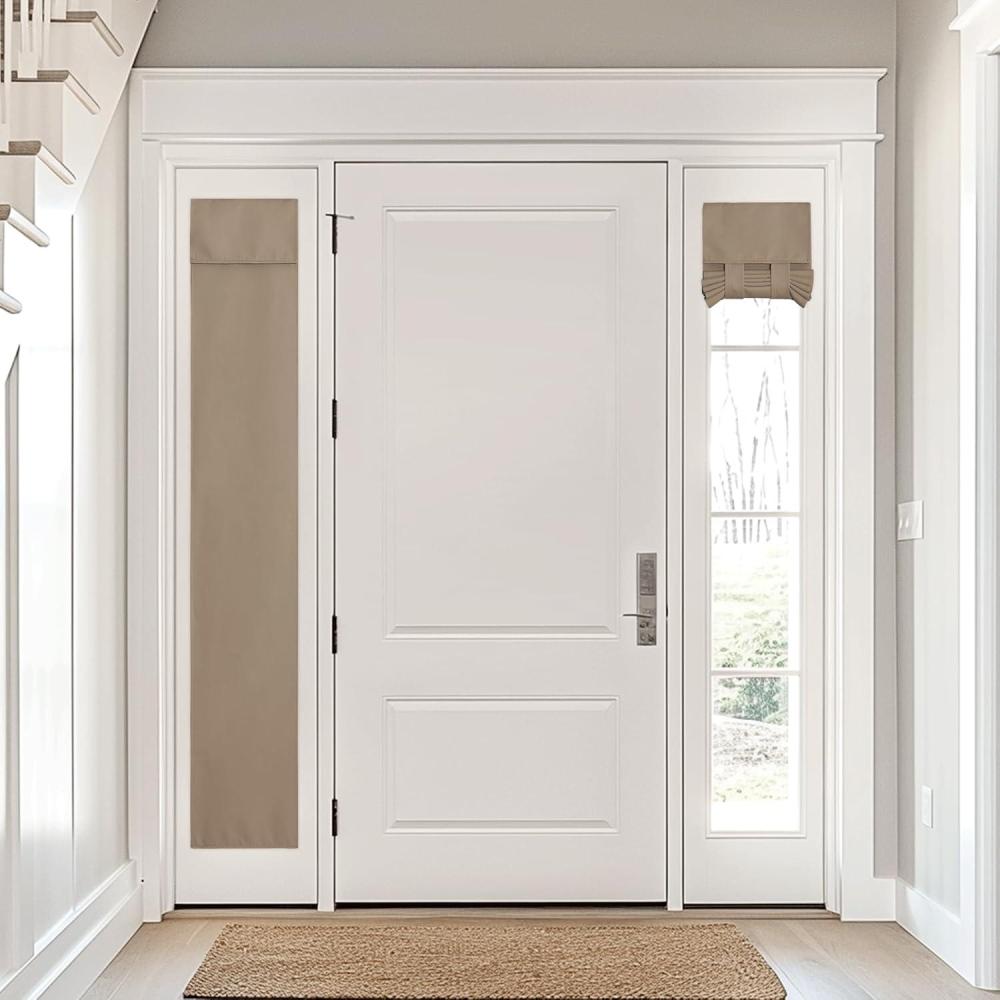 imageNICETOWN 100 Blackout French Door Curtains Privacy Curtains for Window 26 X 50 Inch Long Room Darkening Drapes Thermal Insulated Door Window Shades for Bedroom 1 Panel KhakiCappuccino