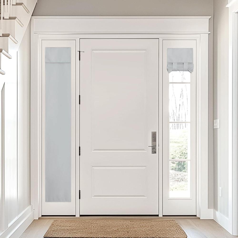 imageNICETOWN 100 Blackout French Door Curtains Privacy Curtains for Window 26 X 50 Inch Long Room Darkening Drapes Thermal Insulated Door Window Shades for Bedroom 1 Panel KhakiSliver Grey