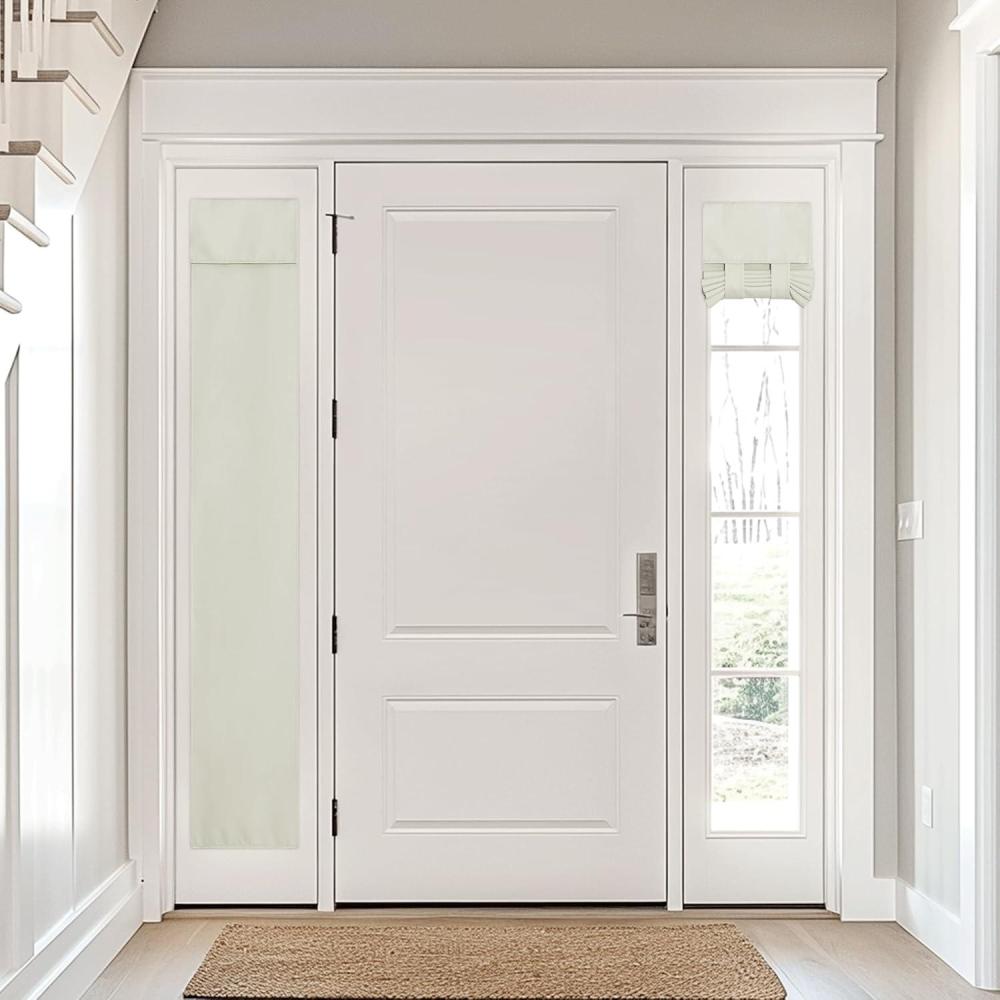 imageNICETOWN 100 Blackout French Door Curtains Privacy Curtains for Window 26 X 50 Inch Long Room Darkening Drapes Thermal Insulated Door Window Shades for Bedroom 1 Panel KhakiLight Beige