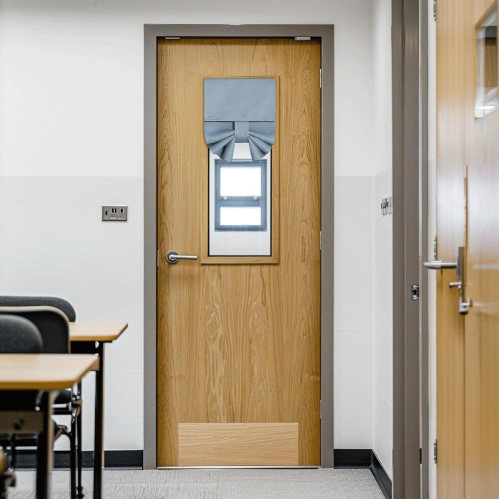 imageNICETOWN 100 Blackout French Door Curtains Privacy Curtains for Window 26 X 50 Inch Long Room Darkening Drapes Thermal Insulated Door Window Shades for Bedroom 1 Panel KhakiGreyish Blue