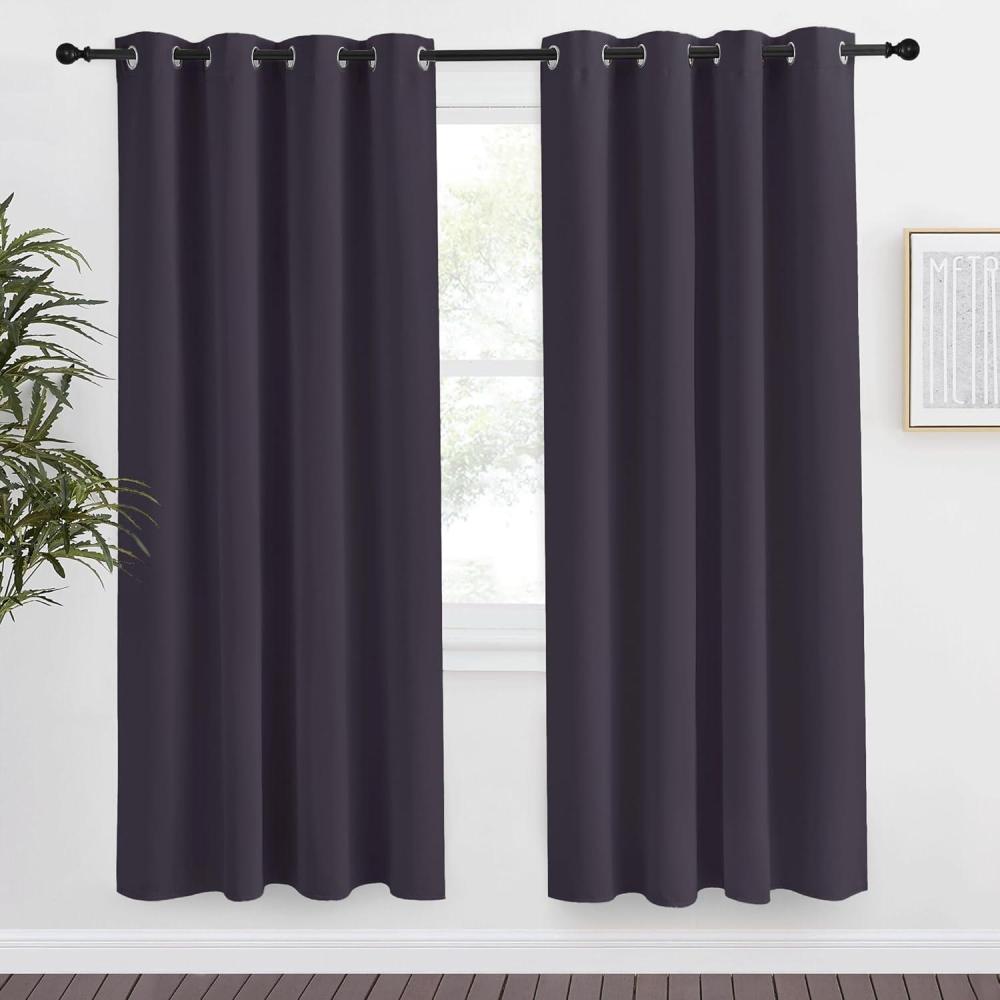 imageNICETOWN Blackout Curtain 78 inch Long W55 x L78 1 Panel Greyish Purple Thermal Insulated Window Treatment with Grommet Room Darkening Thermal Insulated Panel for BedroomLiving Room