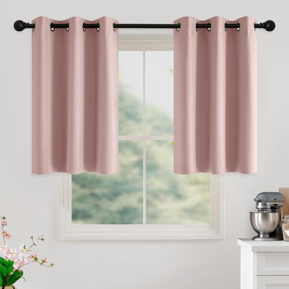 imageNICETOWN Navy Blue Blackout Panels 63 Inches Long  Grommet Thermal Insulated Shades for Living Room Yard Kids Room Laundry Pantry  1 Pair W52 x L63Blush Pink