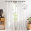 imageNICETOWN Non See Through White Privacy Sheer Curtains 84 inches Long 2 Panels Set Fish Bone Pattern Farmhouse Semi Light Filtering Window Drapes for Bedroom Living Room 52 inches WideWhite