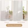 imageNICETOWN Non See Through White Privacy Sheer Curtains 84 inches Long 2 Panels Set Fish Bone Pattern Farmhouse Semi Light Filtering Window Drapes for Bedroom Living Room 52 inches WideWhite