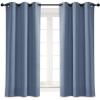 imageNICETOWN Blackout Curtain Blind for Bedroom Single Panel W42 x L45 inches Stone Blue Thermal Insulated Grommet Blackout Room Darkening DrapeDrapery
