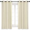 imageNICETOWN Blackout Curtain Blind for Bedroom Single Panel W42 x L54 inches Beige Thermal Insulated Grommet Blackout Room Darkening DrapeDrapery