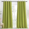 imageNICETOWN Kitchen Blackout Window Curtain Panel Fresh Green 1 Panel 55 by 96 inches Long Home Fashion Thermal Insulated Solid Grommet Room Darkening Drape for Apartment