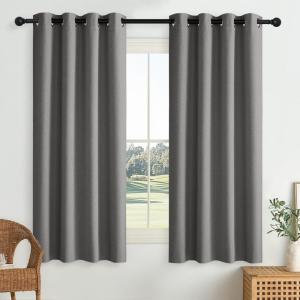 imageNICETOWN 100 Blackout Curtains for Bedroom W52 x L96 Pair Grey Crisp Faux Linen Thermal Insulated ampamp Energy Efficient Light Blocking Shield for Living Room Dining RoomGrey