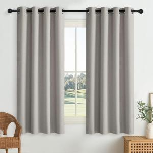 imageNICETOWN 100 Blackout Curtains for Bedroom W52 x L96 Pair Grey Crisp Faux Linen Thermal Insulated ampamp Energy Efficient Light Blocking Shield for Living Room Dining RoomSilver Grey