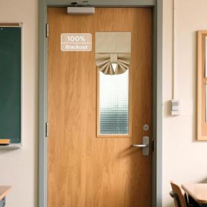 imageNICETOWN 100 Blackout French Door Curtains Privacy Curtains for Window 26 X 50 Inch Long Room Darkening Drapes Thermal Insulated Door Window Shades for Bedroom 1 Panel KhakiBiscotti Beige