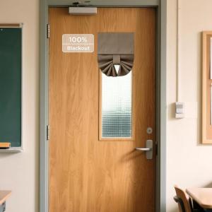 imageNICETOWN 100 Blackout French Door Curtains Privacy Curtains for Window 26 X 50 Inch Long Room Darkening Drapes Thermal Insulated Door Window Shades for Bedroom 1 Panel KhakiKhaki