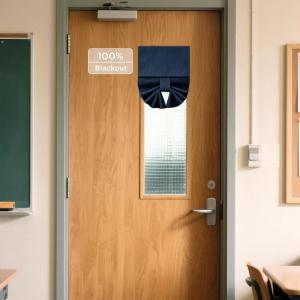 imageNICETOWN 100 Blackout French Door Curtains Privacy Curtains for Window 26 X 50 Inch Long Room Darkening Drapes Thermal Insulated Door Window Shades for Bedroom 1 Panel KhakiNavy