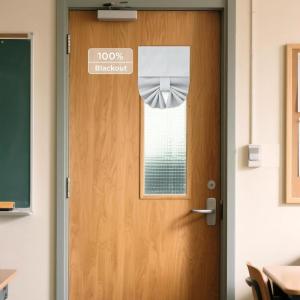 imageNICETOWN 100 Blackout French Door Curtains Privacy Curtains for Window 26 X 50 Inch Long Room Darkening Drapes Thermal Insulated Door Window Shades for Bedroom 1 Panel KhakiGreyish White