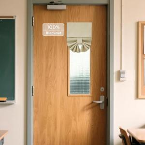 imageNICETOWN 100 Blackout French Door Curtains Privacy Curtains for Window 26 X 50 Inch Long Room Darkening Drapes Thermal Insulated Door Window Shades for Bedroom 1 Panel KhakiCream