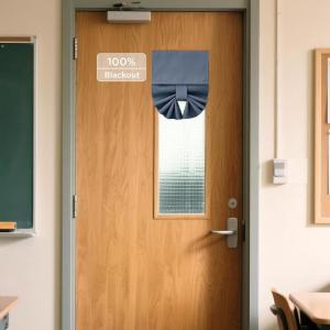 imageNICETOWN 100 Blackout French Door Curtains Privacy Curtains for Window 26 X 50 Inch Long Room Darkening Drapes Thermal Insulated Door Window Shades for Bedroom 1 Panel KhakiStone Blue