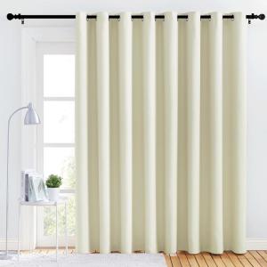 imageNICETOWN Bedroom Blackout Curtain Panel  120 inches by 102 inch Beige 1 PC Energy Saving Thermal Insulated Grommet Blackout Drapery for Patio Room Divider Curtain