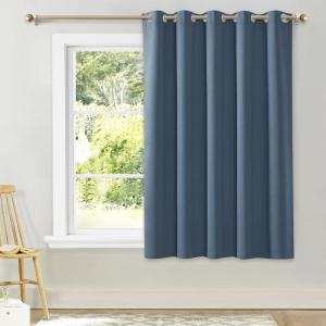 imageNICETOWN Bedroom Window Blackout Curtain Panel Smoky Blue 1 Panel 70 x 63 inch Thermal Insulated Blackout DrapeDrapery for Loft Guestroom