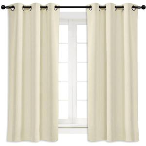 imageNICETOWN Blackout Curtain Blind for Bedroom Single Panel W42 x L54 inches Beige Thermal Insulated Grommet Blackout Room Darkening DrapeDrapery