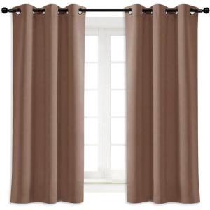 imageNICETOWN Blackout Curtain Blind for Bedroom Single Panel W42 x L54 inches Cappuccino Thermal Insulated Grommet Blackout Room Darkening DrapeDrapery