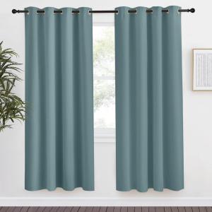imageNICETOWN Blackout Greyish Blue Curtains ampamp Drapes for Living Room 1 Panel W55 x L78 Thermal Insulated Solid Grommet Sound Reducing Energy Saving Window Treatments for PorchHall