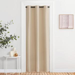 imageNICETOWN Doorway Curtains Room Darkening Curtain and Drape Energy Efficient Warmth Grommet Curtain for Office ampamp Classroom Biscotti Beige Sold Individually 42 inches Wide by 84 inches Long