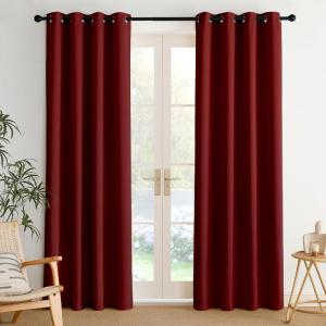 imageNICETOWN Navy Blue Blackout Panels 63 Inches Long  Grommet Thermal Insulated Shades for Living Room Yard Kids Room Laundry Pantry  1 Pair W52 x L63Burgundy Red