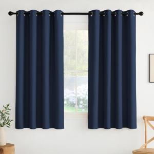 imageNICETOWN Navy Blue Blackout Panels 63 Inches Long  Grommet Thermal Insulated Shades for Living Room Yard Kids Room Laundry Pantry  1 Pair W52 x L63Navy Blue